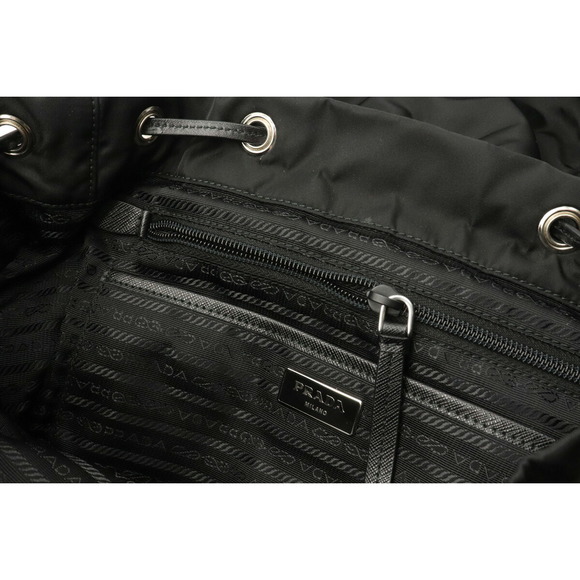 Prada Vela Studded Nero Backpack Black Leather Nylon - Picture 6 of 7